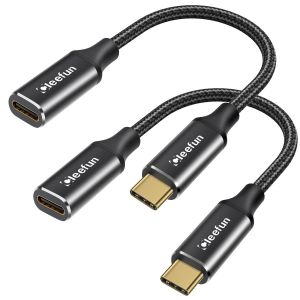 JGD-30cm 2 Pack Cable Rallonge USB C Court, USB 3.2 Cable USB C M&acirc;le vers Femelle Prend 10Gbps Sync 100W Charge pour MacBook Pro/Air, iPhone 15, Galaxy S24/S23/S22/S21, Pixel 8/7/6, Pad, Hub - Neuf