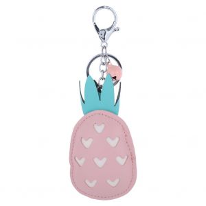 Porte-Cles En Cuir Pu Avec Pendentif Ananas, Mignon, Pour Sac, Voiture, Decoration, Cadeau (Rose) - Neuf