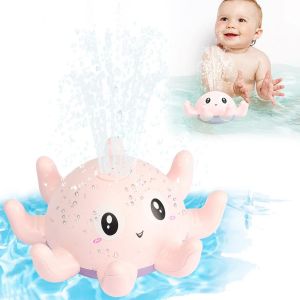 KAL-Jouet Bain, Jouets Bain Bébé With Light Automatic Induction Fontaine Pieuvre Flottants Piscine Jouets Jeux Enfant Pour Les Enfants De Plus De 1 An (Rose) - Neuf