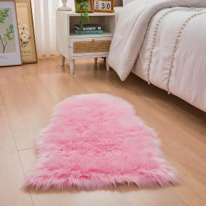 Kalanka-Peau De Mouton Synthétique,Cozy Sensation Comme Véritable Laine Tapis En Fourrure Synthétique, Man-Made Luxe Laine Tapis De Canapé Coussin (Rose, 60 X 90 Cm) - Neuf