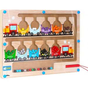 KAL-Montessori Jouet Magnétique Labyrinthe 3 Ans En Bois Pour Enfants - Jouet De Motricité - Couleurs Et Chiffres - Jeu Éducatif De Tri - Cadeau De Noël D'Anniversaire Pour Fille Et Garçon - Neuf