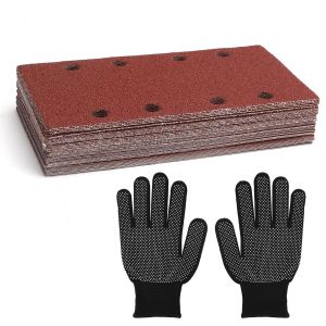 40 Pièces 93 X 185 Mm Feuilles Abrasives, Papier De Verre 8 Trous Grain 60/80/120/180/320/600/800/1000, Papier Abrasif Pour Ponceuses Voitures Bois Métal Peinture - Neuf