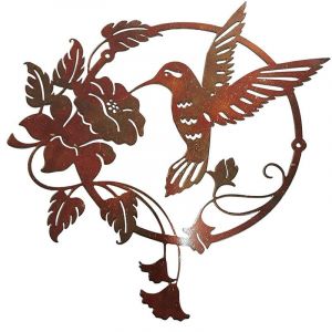 Métal Oiseau Silhouette Ronde En Métal Sticker Mural Pour La Salle De Séjour, Chambre À Coucher, Bureau, Brun - Neuf