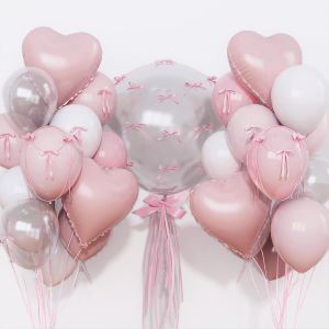 SJZG-Ballon Coeur, 25 Pcs Ballon Rose Et Blanc, Ballons D'Amour Rose, Ballons Aluminium Coeur Et Balloons En Latex, Balloons De Baudruche Pour Mariages, Anniversaires, F&ecirc;tes Pr&eacute;natales - Neuf