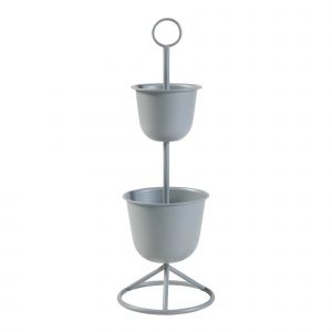 Porte-Plantes Style Intemportel Support 77 X 26 Cm 2 Cache-Pots Gris Helloshop26 03_0010327 - Neuf