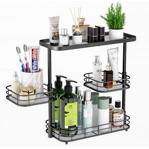 Sjzg-&Eacute;tag&egrave;re De Rangement &Agrave; 3 Niveaux Pour Salle De Bain, &Eacute;tag&egrave;re &Agrave; &Eacute;pices Rotative En M&eacute;tal, Sur Pied Pour Salle De Bain, Plan De Travail, Cuisine, Bureau, Table &Agrave; Caf&eacute; - Noir - Neuf