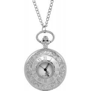 Trahoo-Montre De Poche Vintage,Montre De Poche À Quartz Avec Chaîne,Montre À Gousset Homme,Chaîne Montre Gousset Ancienne À Chiffres Romains Classiques Montre En Alliage Pour Hommes - Neuf
