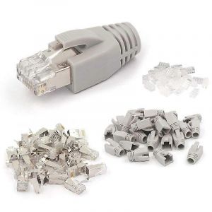 Paquet de 20 connecteurs RJ45 blind&eacute;s CAT7 avec barre de charge et d&eacute;charge RJ45 - Neuf