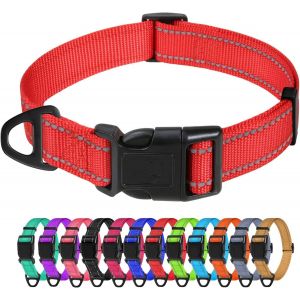 Collier Pour Chien, Collier En Nylon R&eacute;fl&eacute;chissant R&eacute;glable Classique Convient Pour Moyens Chiens, Noir, 2.5cm Largeur - Neuf