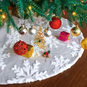 Jupe de sapin de Noël 36 pouces en cachemire jacquard avec flocons de neige 3D pour une décoration de Noël festive et intérieure. - Neuf