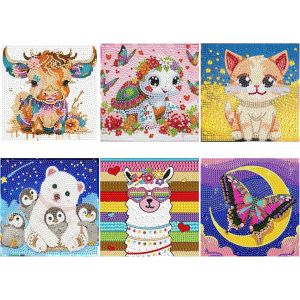 Oayew-6 Pi&egrave;ces Diamond Painting Enfant, Peinture Diamant Kit Complet, Strass Diamond Painting Personnalis&eacute;, Broderie Enfant Pour Maison Salon D&eacute;coration (Style B) - Neuf