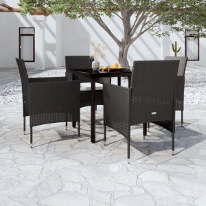 Prolenta Premium - Ensemble &Agrave; Manger De Jardin Avec Coussins 5 Pcs Noir - Neuf
