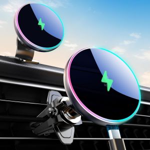 15W Support Telephone Voiture Induction, pour Chargeur Magsafe Voiture, &iquest;Rotation &agrave; 360&deg;/Puce Intelligente&iquest; Chargeur Induction Voiture Magnetique pour iPhone 16/15/14/13/12 s&eacute;ries - Neuf