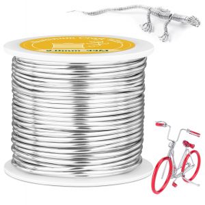 Mevronisshop-2mm Fil De Fer Souple Loisir Creatif, 33m Argent Flexible Et Pliable Fil Aluminium, Pour Les Sculptures Diy, Modelage, Fabrication De Bijoux, Cr&eacute;ation De Fleurs Et Tissage De Fil - Neuf