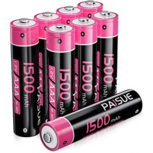 Lot de 8 piles AAA rechargeables - 1500 mAh - Haute capacité - Longue durée de vie - 1,2 V NI-MH - Faible auto-décharge - Pour télécommande TV, appareils ménagers et de bureau - Neuf