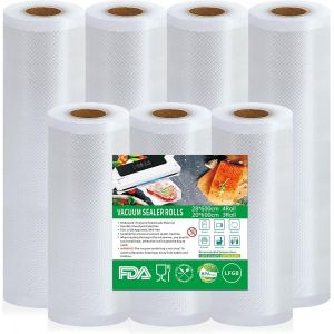 7 Rouleaux Sac Sous Vide Alimentaire, 3 Rouleaux 20 X 600 Cm + 4 Rouleaux 28 X 600 Cm, 190 µm, Sans Bpa, Rouleau Sous Vide Alimentaire, Convient À Tous Machine Sous Vide[Z1134] - Neuf