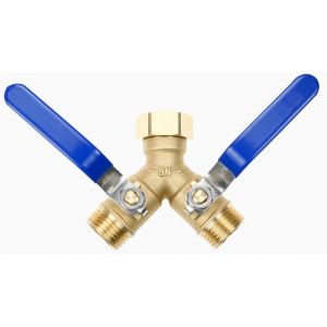 Diviseur de Tuyau de Jardin 2 Voies Robuste en Laiton, Diviseur de Tuyau de Jardin en Laiton, Valve Y 3/4 Pouce GHT Adaptateur pour Robinet de Jardin - Neuf