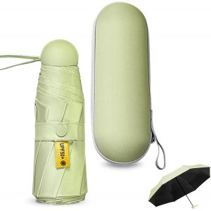 Mini Parapluie Pliable Compact 8 Nervures - Anti-Uv/Coupe-Vent Professionnel Avec &Eacute;tui De Transport - Ultra-L&eacute;ger Pour Voyage, Sac &Agrave; Main & Poche - Neuf