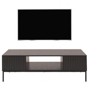 Meuble TV HWC-O39, Tableau TV Table basse Armoire TV Compartiments, m&eacute;lamine MDF 39x120x60cmaspect bois noir - Neuf