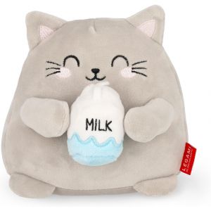 KALANKA-Legami - Peluche Super Soft, thème Kitty, Format Mini, avec Carte d'Identité Personnalisable, Tient Debout, 14x15x12 cm, Gris - Neuf
