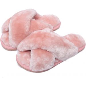 Maas-Chaussons Femme Hiver Pantoufle Peluche Fourrure Chaussons Chaudes De La Maison Pantoufles Bout Ouvert Slippers - Neuf