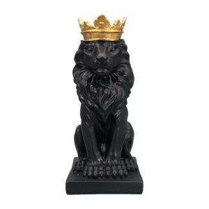 Lion avec une Couronne Figurine de Table Ornement de 5,7 pouces de Hauteur pour les H&ocirc;tels Polyvalent d'Or - Neuf