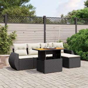 Prolenta Premium - Salon De Jardin 6 Pcs Avec Coussins Noir R&eacute;sine Tress&eacute;e - Neuf
