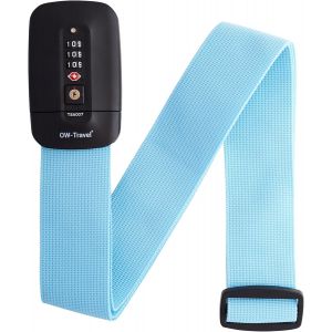 KALANKA-Sangle Valise Voyage TSA personnalis&eacute;es (1 Pc Bleu) Sangle Bagage avec Etiquette Valise d'Identification. Courroie de Voyage verrouillable pour Bagage. Ceinture Valise pour Les Sacs - Neuf