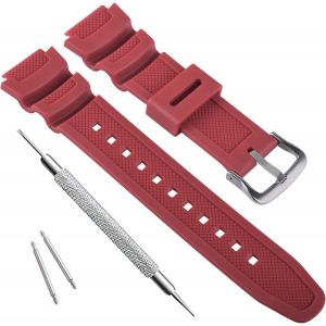 Kal-Bracelet De Montre De Rechange Étanche En Résine Naturelle Pour Casio Aq- S800w Sgw-300h Mrw-200h Ae-1200 W-800h W-735h (Rouge) - Neuf