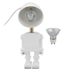 HJLIAN Chauffe-bougies en forme de robot, lampe de table a intensite variable, avec ampoule GU10 220 V 35 W, lumiere chaude, prise britannique 110-240 V - Neuf