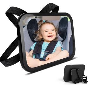 Miroir Voiture B&eacute;b&eacute;, Miroir De S&eacute;curit&eacute; R&eacute;glable Pour Si&egrave;ge Arri&egrave;re De Voiture, Incassable R&eacute;troviseur - Noir - Neuf