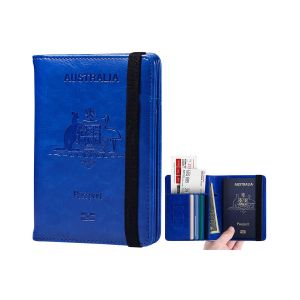 Portefeuille de voyage &eacute;tanche avec protection RFID pour passeport - Bleu royal - Neuf