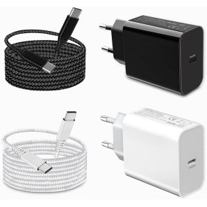 JGD-2Pack 25W Chargeur USB C Cable pour Samsung A55 5G/A35 5G/A25 A56 A26 5G/A15 5G/A53 5G/A16 5G/A54 5G/A14/A23 5G/A05S S23 FE S22 S24 Plus Ultra A33,iPhone 15 Pro Max,Galaxy Z Fold 4 5 6 Charge Rap - Neuf