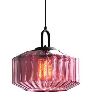 Ulteronixshop-Lampe &Agrave; Suspension En Verre Industrielle Vintage, Lampe Suspendue E27 Et M&eacute;tal Noir, Hauteur R&eacute;glable, Luminaire R&eacute;tro Pour Cuisine, Salle &Agrave; Manger, Bar Et Salon (Violet) - Neuf