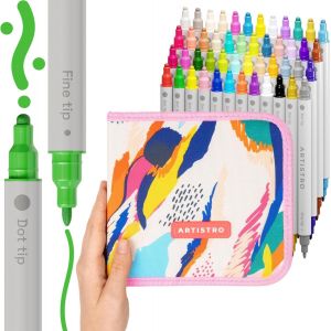 48 Feutres De Peinture Acrylique, Stylos De Dessin Ensemble D'art Marqueurs De Peinture Acrylique &iquest;&iquest; Double Pointe (Fine 1 Mm + Point 5 Mm) Pour Tissu, Toile, Roche, Verre, Bois, Papier - Neuf