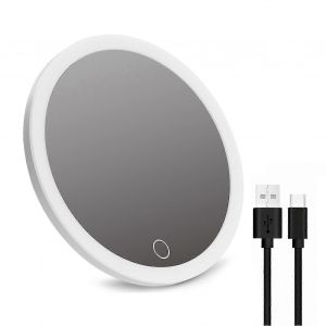 Miroir grossissant 10X-30X avec LED 3 couleurs, ventouse, intensite variable, rechargeable par USB, miroir de maquillage de voyage portable - Neuf