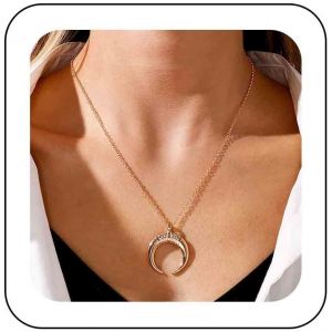 Kal-Collier Boho Moon Pendnat Collier Choker Croissant De Lune Collier Demi-Lune Doré Collier Chaine Corne Croissant Vintage Collier Chaine Croissant De Lune Minimaliste - Neuf