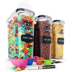Lot Boite De Rangement-Boite Repas,8 Étiquettes,Jeu De Cuillères Et Marqueur,Boite A Farine-Boite Plastique Sans Bpa (4 L)-Chef¿S Path (3) - Neuf