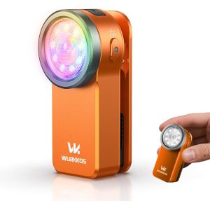 DOOL-Hd03 Mini Lampe De Poche À Clip,680 Lumens Lampe Torche Led,3 Sources Modes D'Éclairage Inondation Spot Et Rgb,Type-C Rechargeable,Ipx6 Étanche Pour Camping Les Urgences Travail -Orange - Neuf