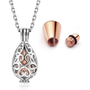 Kales-Collier Urne Fun&eacute;raire En Acier Inoxydable Avec Pendentif En Forme De Coeur Creux En Forme De Larme Pour Cendres-Avec Entonnoir - Neuf