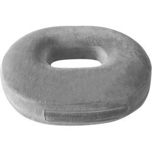 Yemaesre-Coussin De Siège Gonflable, Coussin Coccyx, Cushion De Cha Donut, Coussin Ergonomique Ass , Coussin Orthopédique Rond, Coussin Hemorroide Pour Bureau, Voiture, Gris, 38 X 30 X 7 Cm - Neuf