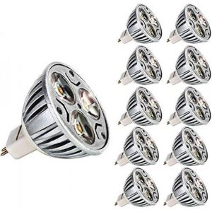 Sjzg-10 Pi&egrave;ces Mr16 Gu5.3 Led Lampes 3w 240 Lumen 3000k Blanc Chaud Equivalente &Agrave; Halog&egrave;ne 25w Smd Led Ampoules Angle Du Faisceau 60&ordm; Ac/Dc 12v - Neuf