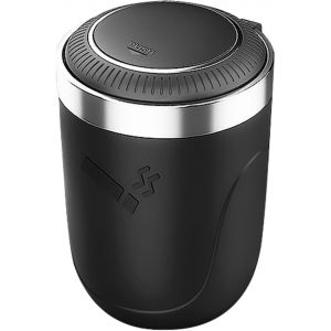 Cendrier de voiture, cendrier portable à LED en acier inoxydable avec couvercle anti-fumée - Neuf