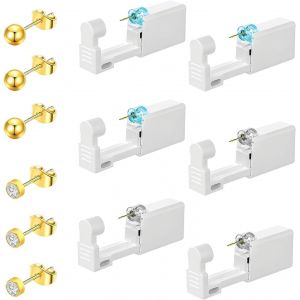 Kalhx-6 Pistolets Perceur D'oreille,Pistolets De Piercing D'oreille Jetables,S&ucirc;r Et Sans Douleur Piercing Tool Kit,Pour Homme Et Femme(Dor&eacute;) - Neuf