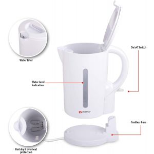 8711252185378 Bouilloire Sans Fil 1,7 L 2200 W Protection Contre Le S&eacute;chage, Plastique, Blanc, 1 L - Neuf