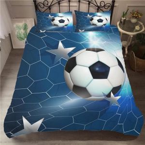 Ulteronixshop-Parure De Lit 90x190 Enfant Football Bleu Housse De Couette 1 Personne Imprim&eacute;e Des Sports Housses De Couettes Avec Fermeture &Eacute;clair En Microfibre Et 1 Housse Couette 140x200 Et Taie D&iquest; - Neuf