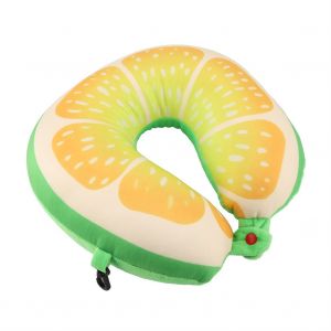 HJLIAN Coussin de voyage en forme de U, joli coussin de nuque a motif de fruits, pour la maison et le bureau, orange - Neuf