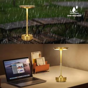Subzonal-Lampe De Table Moderne Sans Fil Led Rechargeable Pour Intérieur Et Extérieur, 3 Couleurs, Intensité Variable, Lampe Tactile, Lampe De Bureau Portable Pour Maison, Restaurant, Terrasse (Doré) - Neuf