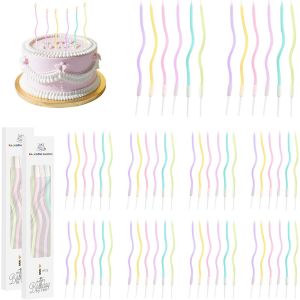 Chenquansarl-Lot De 60 Bougies D'anniversaire Courb&eacute;es En Spirale Avec Support - Bougies D'anniversaire Pour Enfants - Pour D&eacute;coration De G&acirc;teau D'anniversaire, De Mariage - Neuf