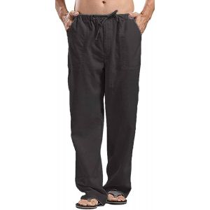 Pantalon D&eacute;contract&eacute; Homme Pantalon De Sport Loisirs Pantalon Coton Lin &Eacute;t&eacute; Pantalon Jogging Avec Poches Grandes Tailles Pantalon De Surv&ecirc;tement Respirant Sportwear Casual Pants - Neuf